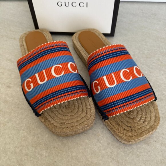 Gucci 772867 men’s Cloth Espadrille Sandals Shoes, sz Gucci 9 & 10.5 - Picture 5 of 10